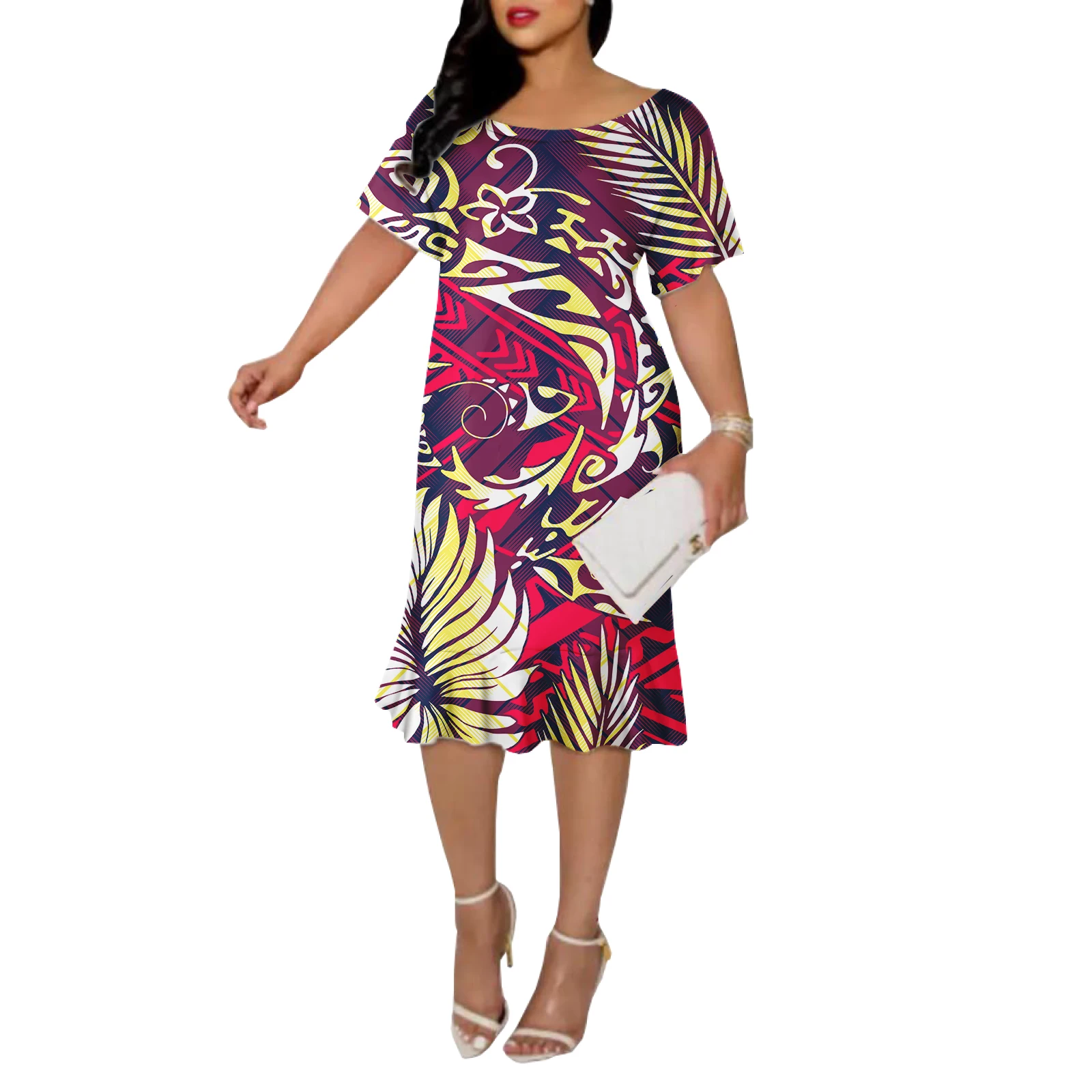 Robe de sirène mi-longue pour femmes, jupe de plage d'été, robes de Rh, floral décontracté, Puletasi Samoan