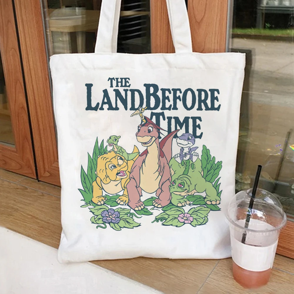 

The Land Before Time Bag Set Girl Canvas Fashion Environmental Large Capacity Travel Porch Shoulder Handbag Women Cosmetic Bags