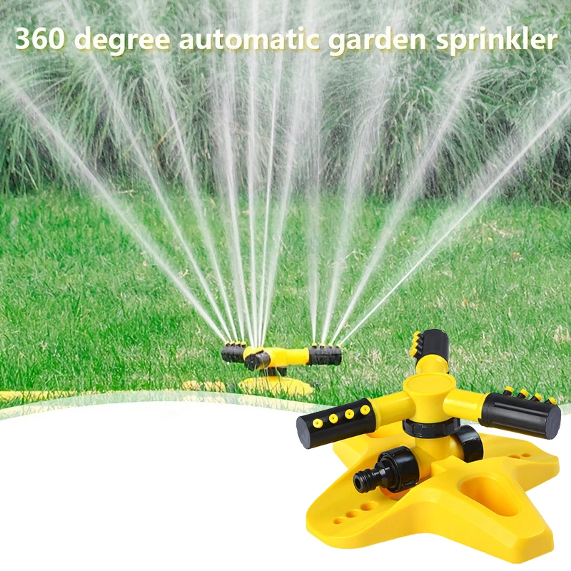 3-Head Adjustable 360 ° Automatic Rotating Sprinkler System - A Water-Saving Lawn Irrigation Garden Tool For Large Courtyards