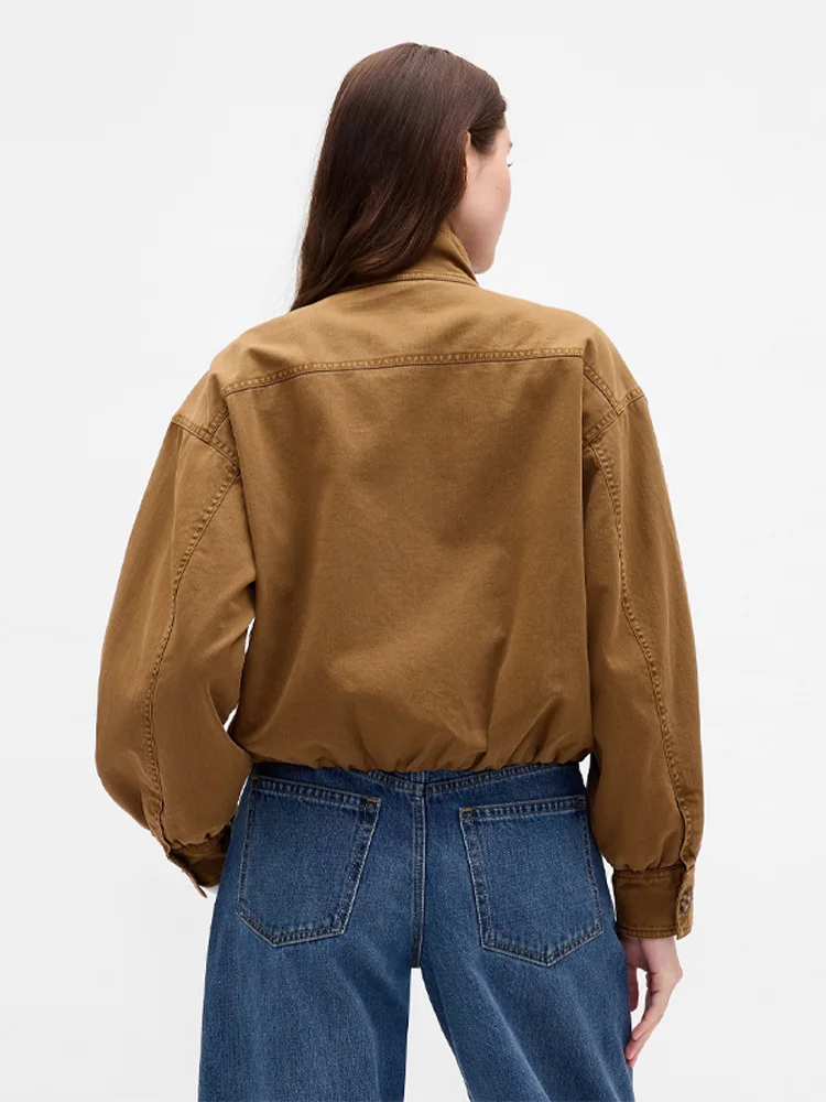 سترة قصيرة بنية عتيقة برقبة واقفة وأكمام طويلة ضيقة معطف خريفي واحد الصدر ملابس أساسية عالية الشارع #6