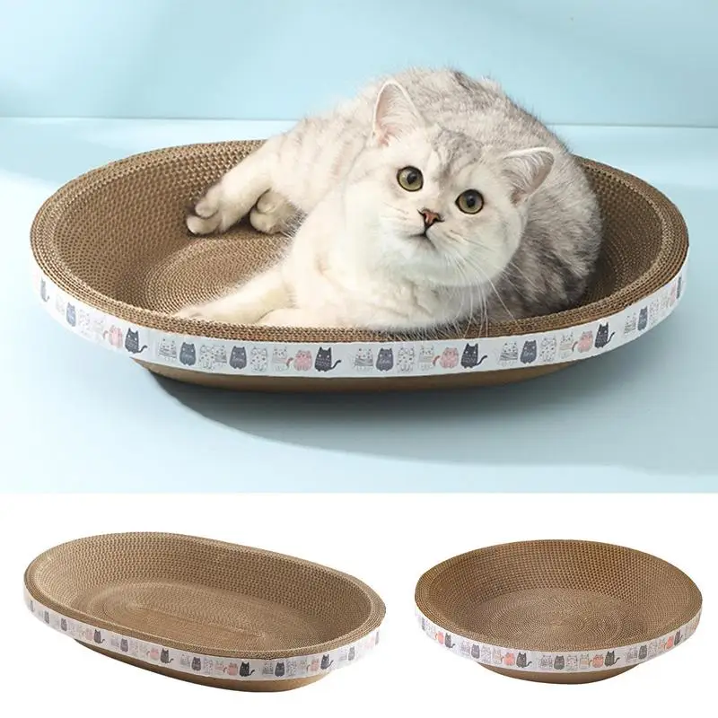 

New Corrugated Cat Scratcher Cat Scrapers Round Oval Grinding Claw Toys for Cats Wear-Resistant Cat Bed Nest Cat Scratch Pad