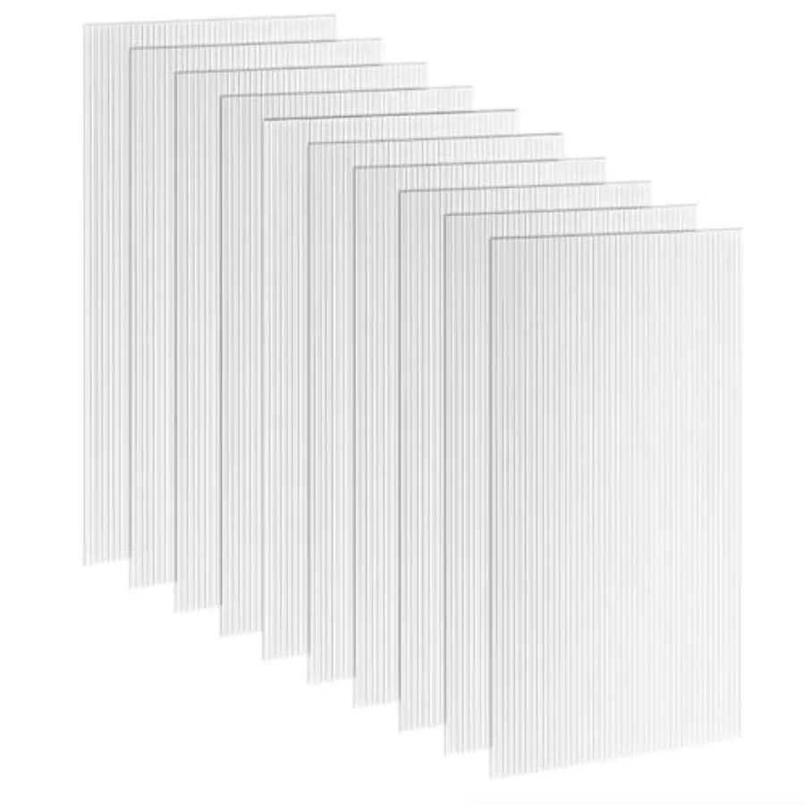 Greenhouse Panels 10 Pack for Horticulture Use, UV-Protected Polycarbonate, Clear, Lightweight and Shatterproof