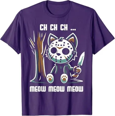 Ch Ch Ch Meow Meow Meow - Camiseta de terror de película de gato Disfraz de Halloween Regalo novedoso Lindo gatito Y2k Diseño Gatito Traje gráfico