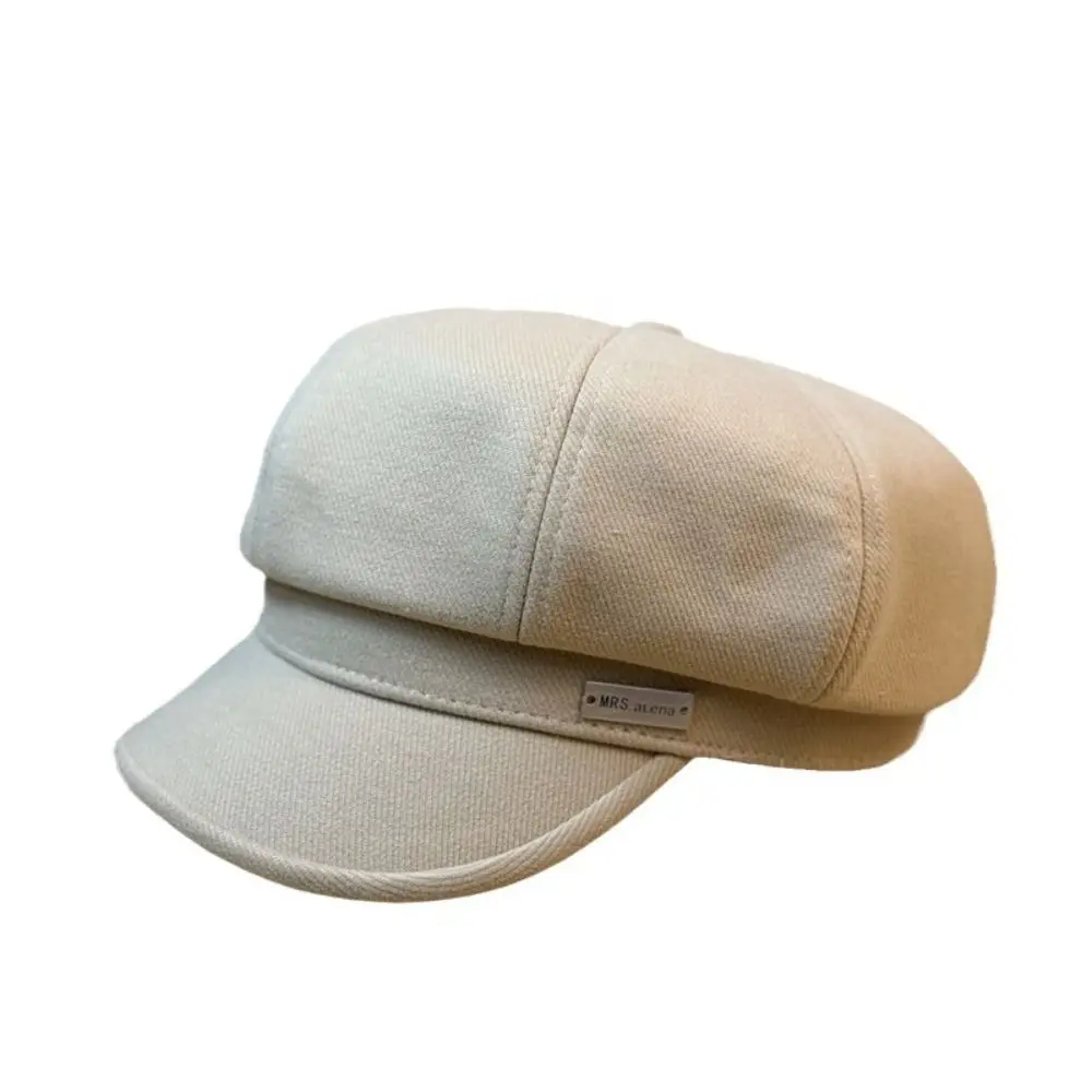 แฟชั่นหมวก Berets อบอุ่นหมวกสีทึบหมวกแปดเหลี่ยมหรูหรานุ่ม Retro หญิงหมวกฤดูหนาว