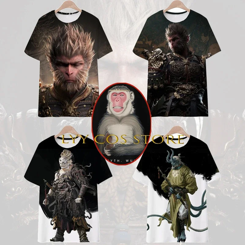 เกมตํานานสีดําคอสเพลย์ Wukong คอสเพลย์เสื้อยืด 6 รูปแบบชายเสื้อยืด TOP ปาร์ตี้ฮาโลวีนบทบาทเล่นชุดสําหรับ Man Woman