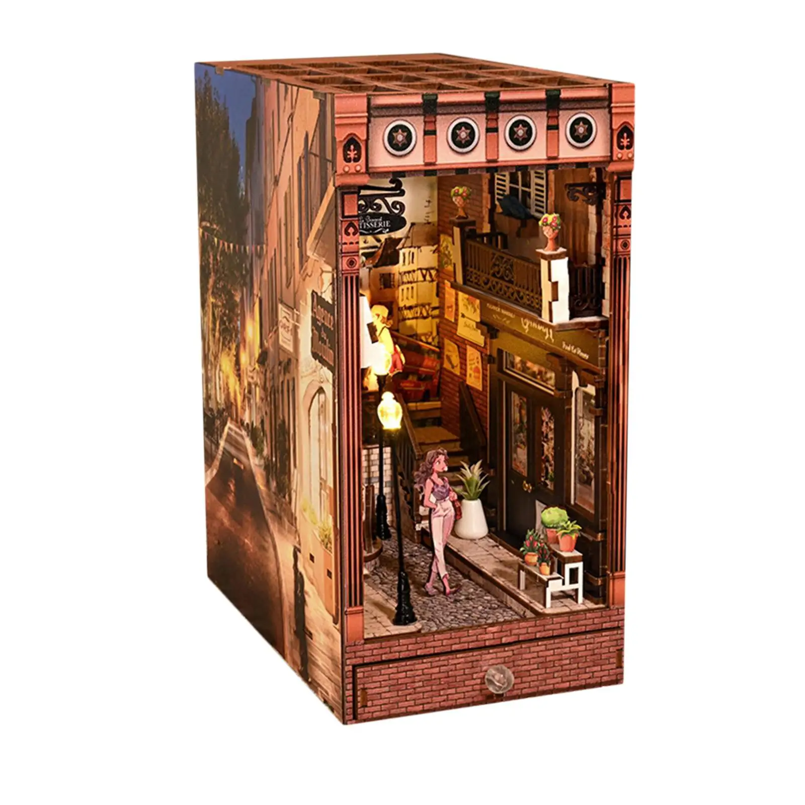 Kit fai da te, puzzle in legno 3D Kit supporto fermalibri per hobby Decorazione per inserto per libreria per