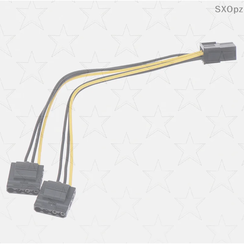 Graphic Card Power Adapter 6Pin to Dual 4Pin IDE, Power Cord Connector