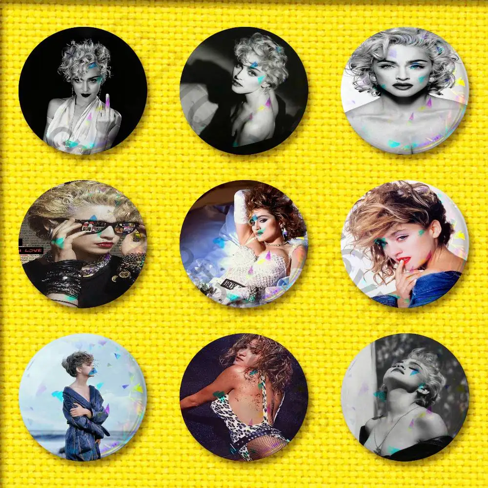 

M-Madonna Like a Virgin Badge 32mm 25mm 44mm 75mm 58mm Round Pin Brooch Souvenir Cosplay Gift Hat Cap Decorations