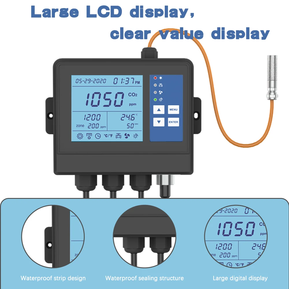 CO2 controller greenhouse Temperature, humidity & CO2 controller remote sensor humidity controller for grow tents