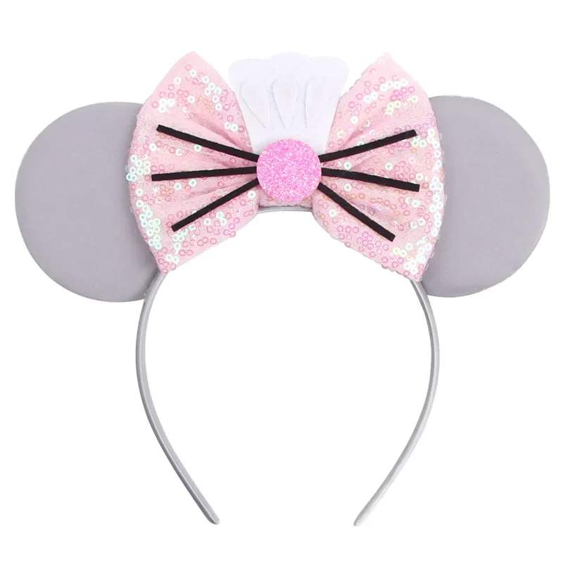 Disney-Diadema con orejas de ratón Remy para adultos, lazos de lentejuelas de Mickey Mouse, diademas, accesorios para el cabello para mujeres y niñas