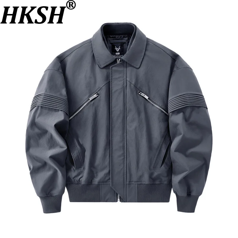 HKSH Spring Autumn New Men Safari Style Deconstructed Double Layer Collar Design Jacket Trendy Zipper Retro Pleated Coat HK16619