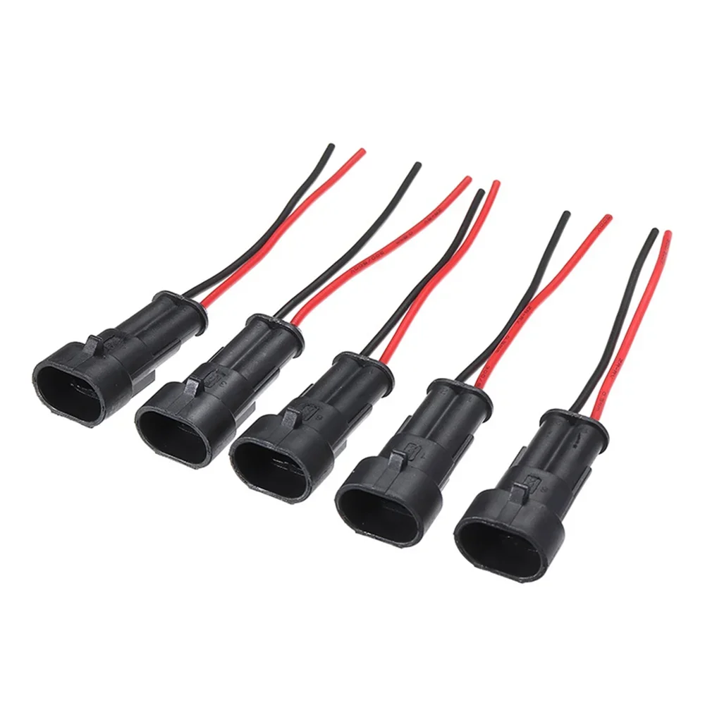 STONEGO 5/10 Pairs Waterproof 2-Pin Electrical Connectors with Wire for Car, Motorcycle, Scooter, and Marine Use