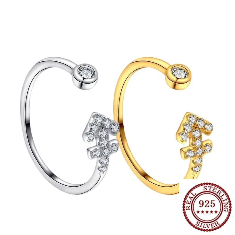 

Японское, корейское, европейское и американское универсальное кольцо из стерлингового серебра S925 с микроинкрустацией цирконом и стрелкой для женщин