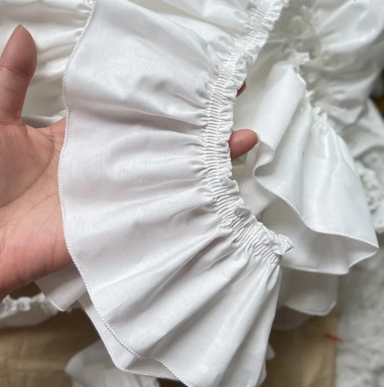 9cm Pure Cotton Light Green/Khaki/Grey 8color Available Ruffles Lace Trim Cotton Cloth Trim SC206