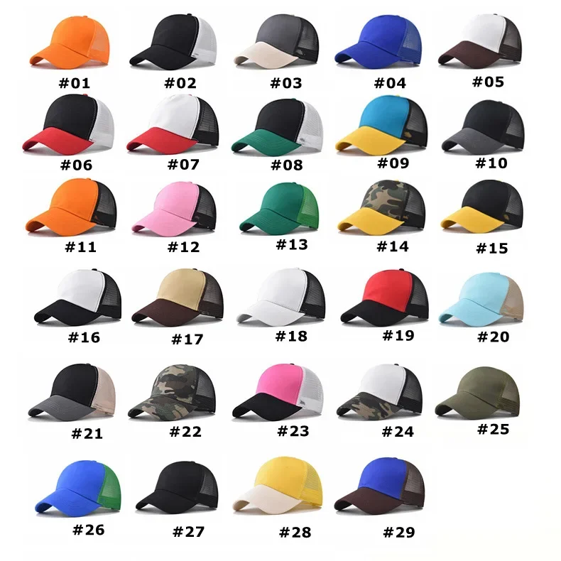 2024 New Design 29-color Classic Cotton Mesh Baseball Cap Simple Color Matching Customized Logo Print Team Trucker Baseball Cap