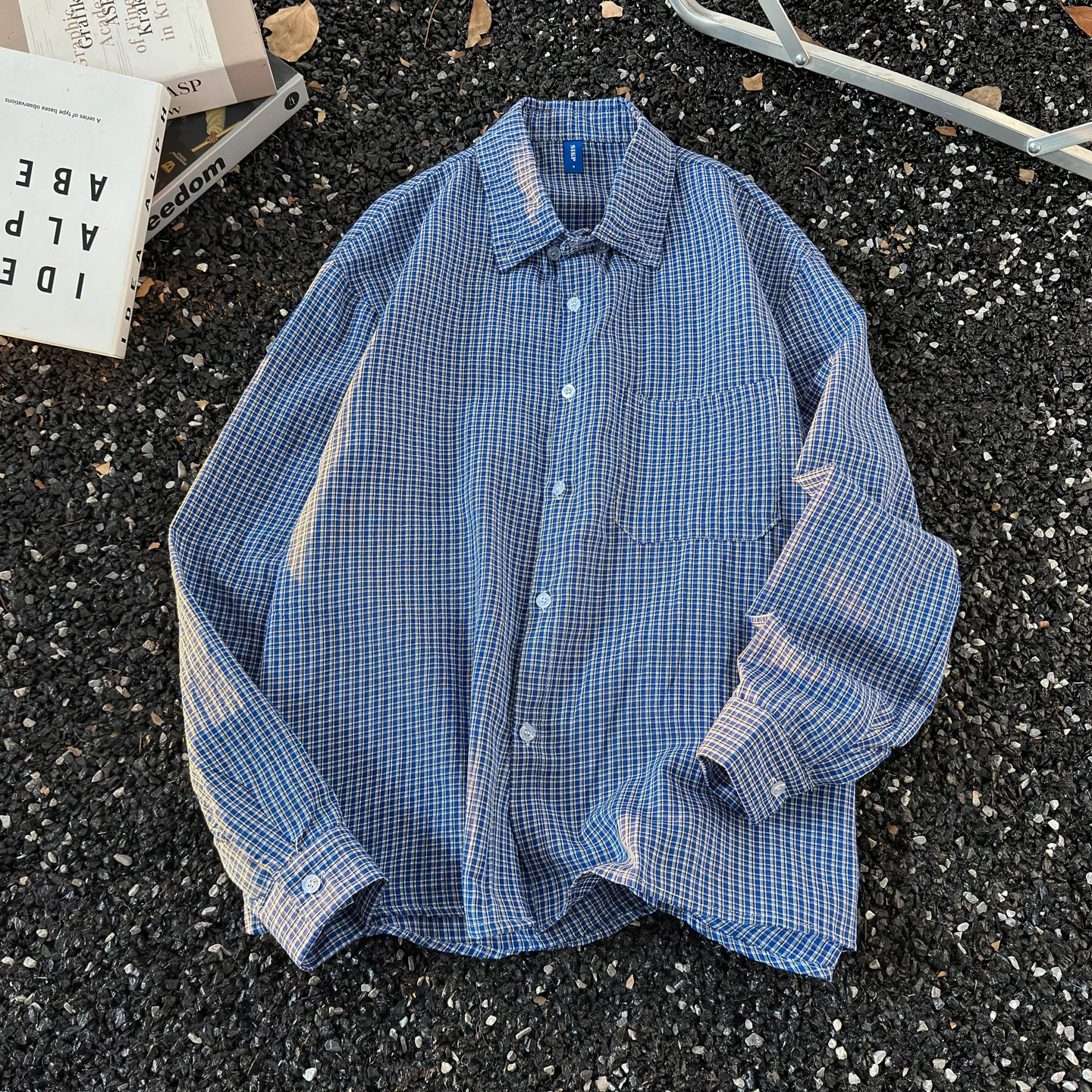 

Blue Plaid Long Sve Casual irt Men's Classic Vintage Lazy Boy Feelings ex Lightweight Summer Sun Protection Faion