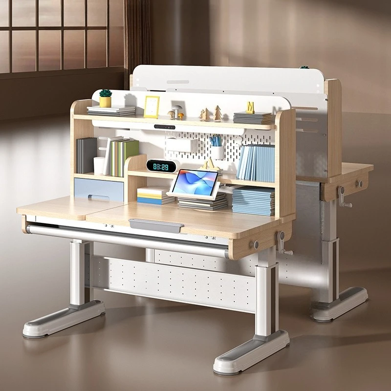 

Children's study table, primary and secondary school students' desk learning, writing table, chair set, lamp table integrated