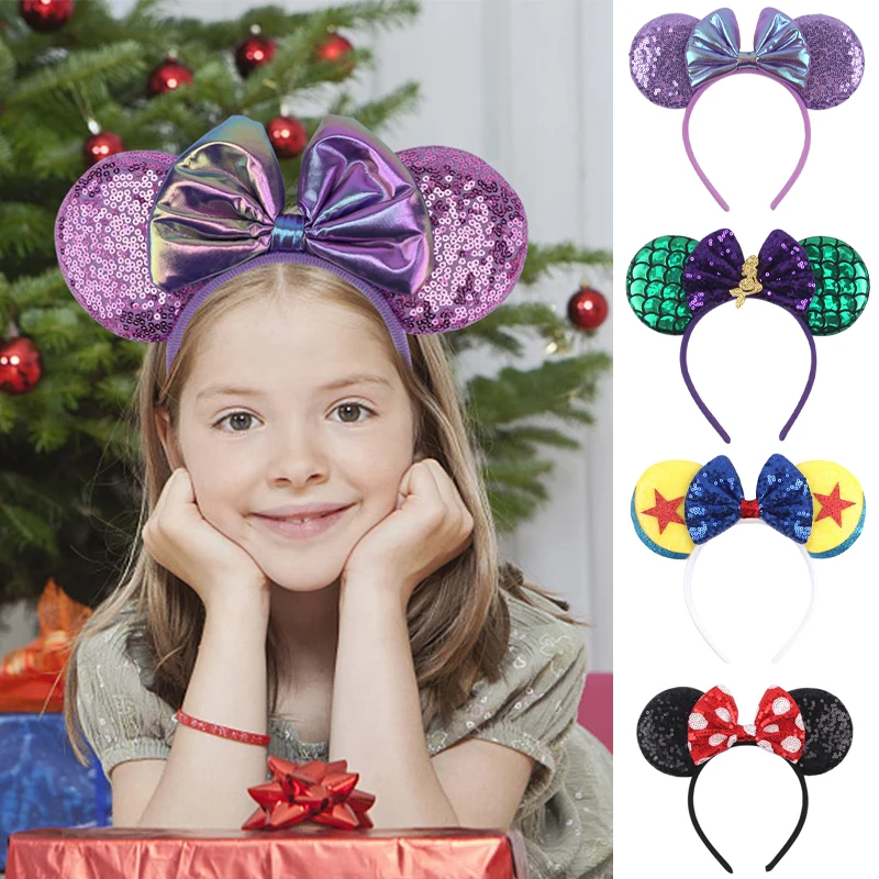 2024 Disney Mouse Ears 1.5cm Velvet Headband Sequins 4.5\