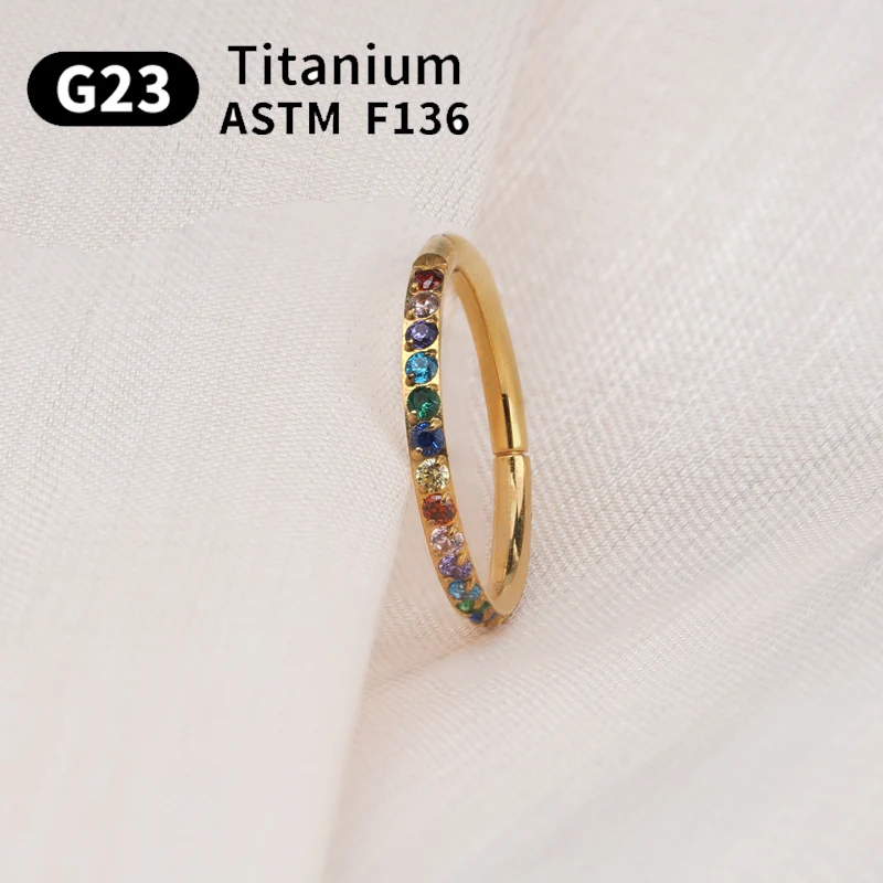 1/10 Stück G23 Titan Nasenring für Frauen Kleines Nasenseptum Knorpel Hoop Ohrring Piercing 16 Gramm vorne eingelegtes CZ-Scharnier – Detail 8
