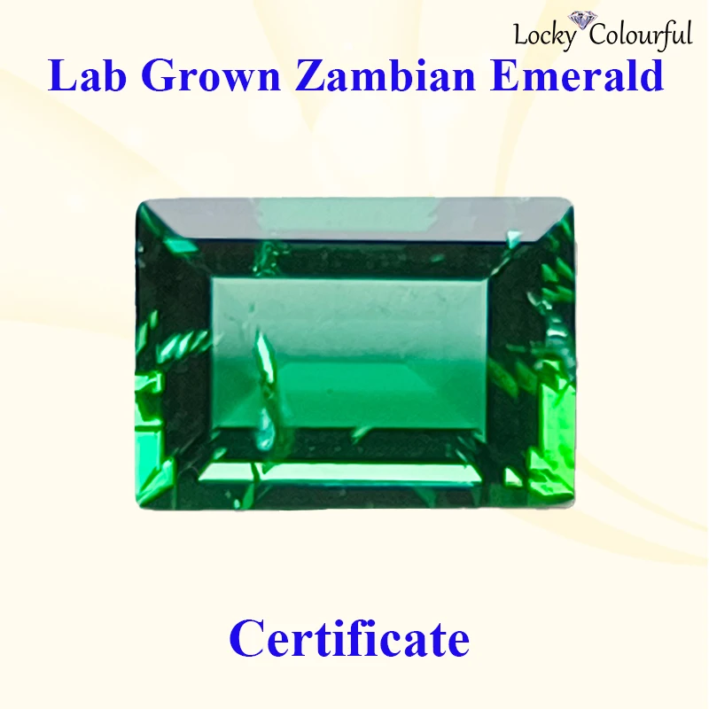 Lab Grown Zambian Emerald Rectangle Shape Green Color Selectable AGL Certificate with Cracks Inclusions Inside Charms Beads