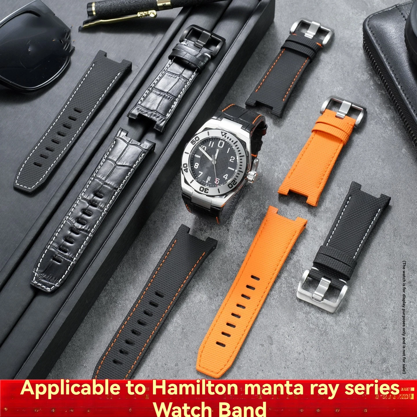 

For Hamilton Khaki Navy H78615135 H78615335 H78716333 Cowhide Leather Watch Band Devil's Fish Watch Fluororubber Strap 26mm ﻿