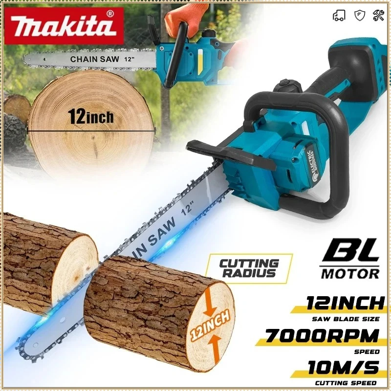 

Портативная цепная пила Makita, бесщеточная электрическая цепная пила, 2200 Вт, перезаряжаемые беспроводные садовые инструменты для обрезки деревьев, для аккумулятора Makita