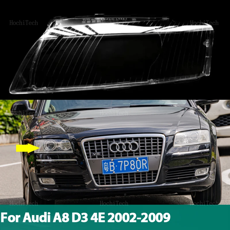 Car Transparent Housing Front Headlights Lens Shell Cover Glass Lampcover Lampshade For Audi A8 D3 4E A 8 2002-2009