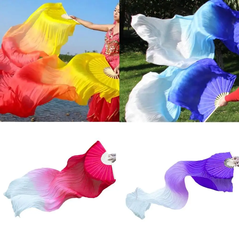 150m Long Dance Fan Simulation Silk Fans Dance Extended Double Sided Adult Performance Fan Double Sided Satin Fans