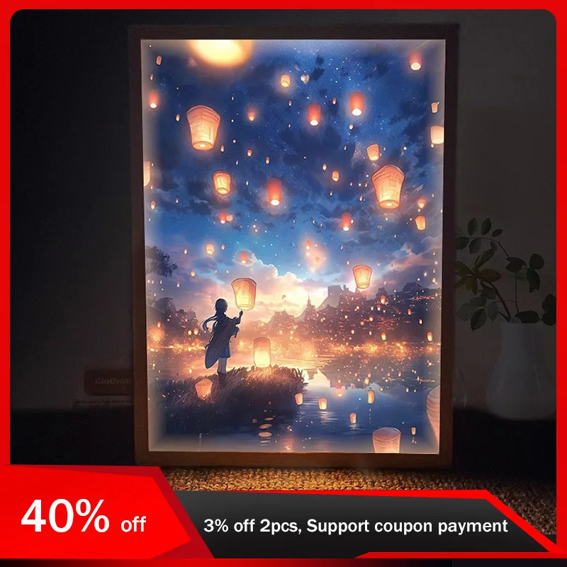 

22cm/8.66in Light Painting 3D Anime A Myriad Of Twinkling Lights Cartoon Bedroom Table Lamp Collectible Holiday Gifts Decoration