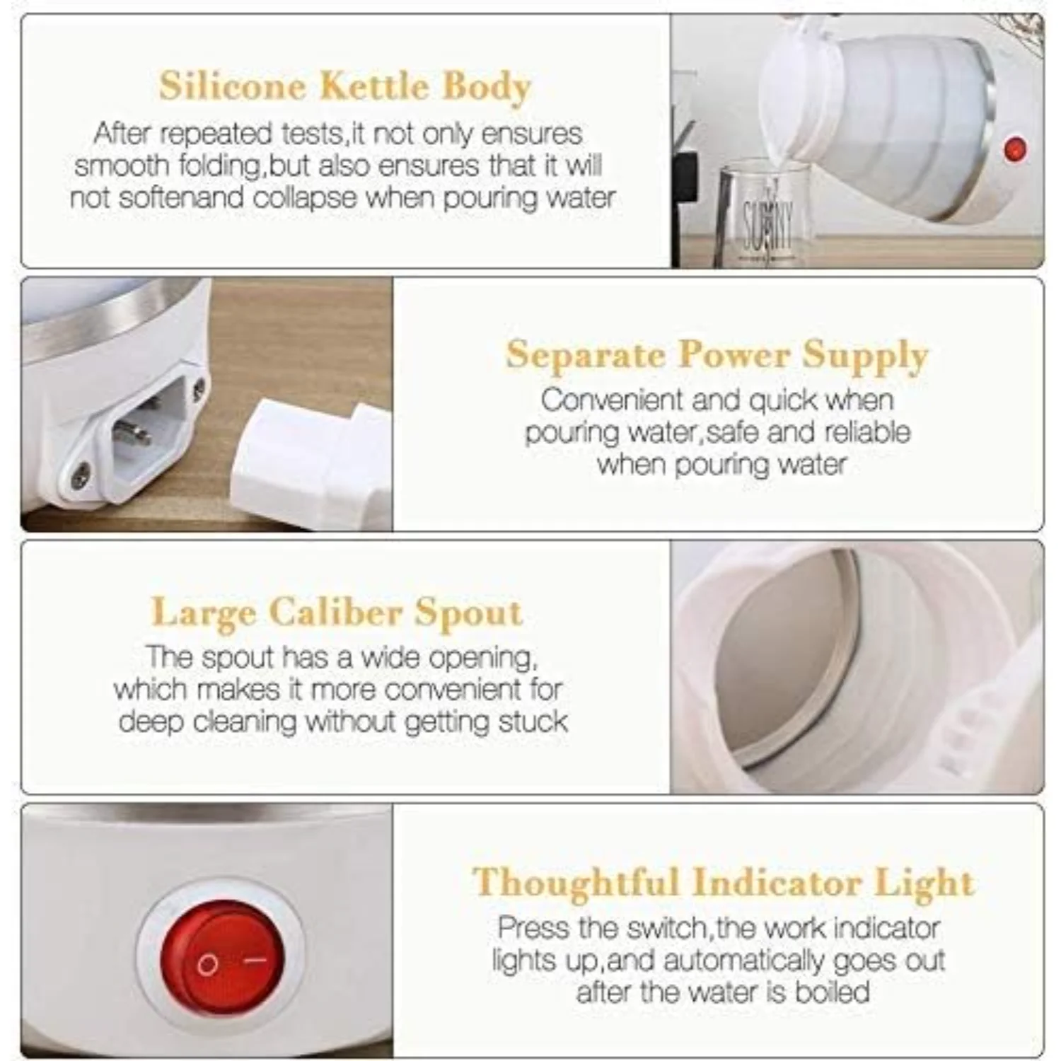 Portable Travel Foldable  Kettle Collapsible Water Boiler For Coffee Tea Fast Water Boiling Pot 110V