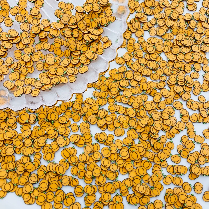 50g/Lot Hot Selling New Halloween Polymer Clay Sprinkle, Pumpkin Slice for Crafts Making, Phone Deco, DIY Scrapbooking