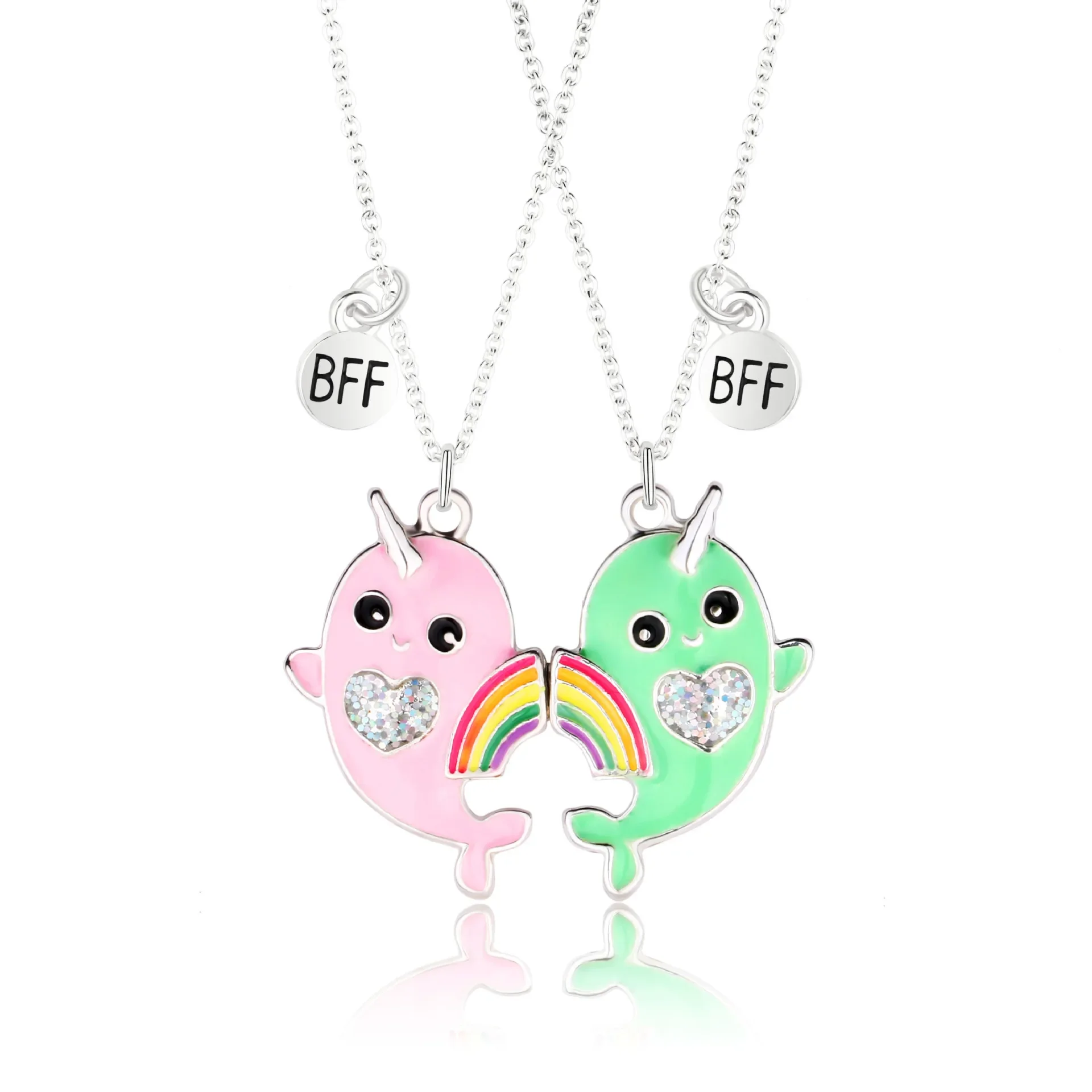 Fashion Fish Children's Oil Dripping Necklace Magnet Attract Good Friend Necklace 2pcs Set Jewelry Gift Hot Sale