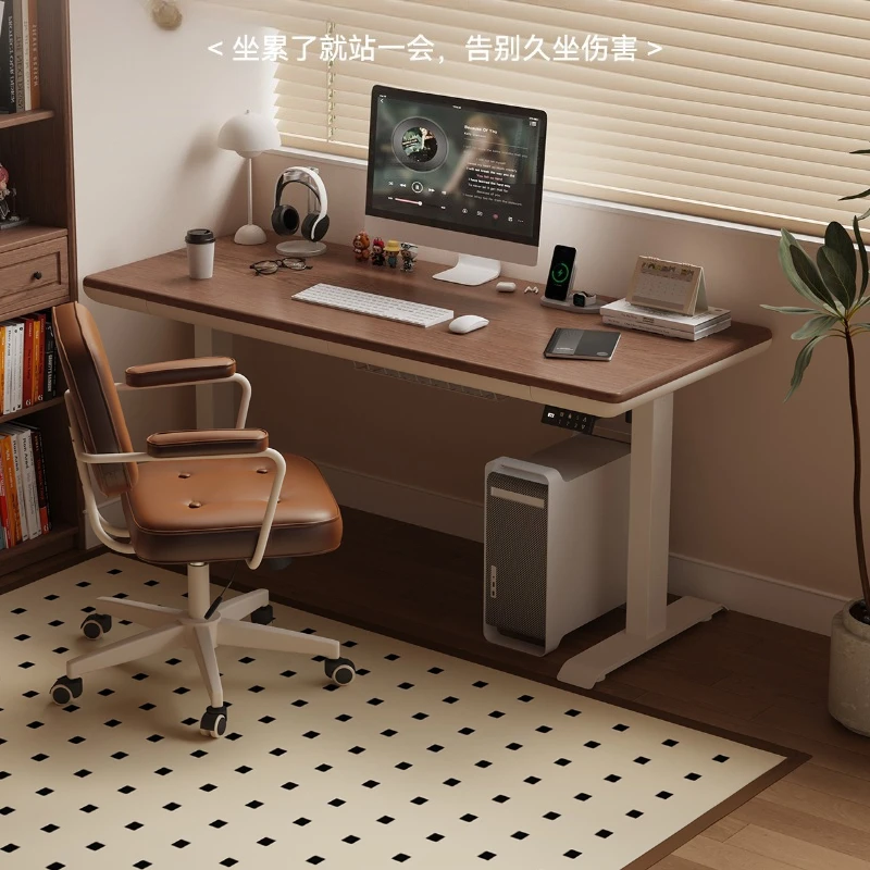 Solid wood desk 2026 new intelligent electric lifting table household computer desk study table