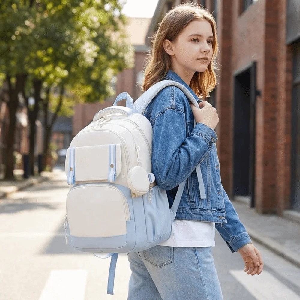 Oxford cloth Student Backpack Korean Style Harajuku Student School Bag Large Capacity Multiple Pockets Shoulders Bag Student