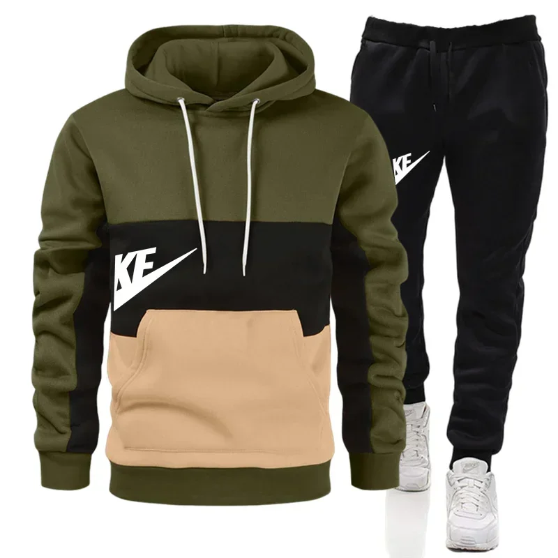 New Fashion Men Tracksuits Hoodies Suit Autumn Winter Men Hooded Sweater and Sweatpants Two Piece Set Plus Size Men\'s Clothing