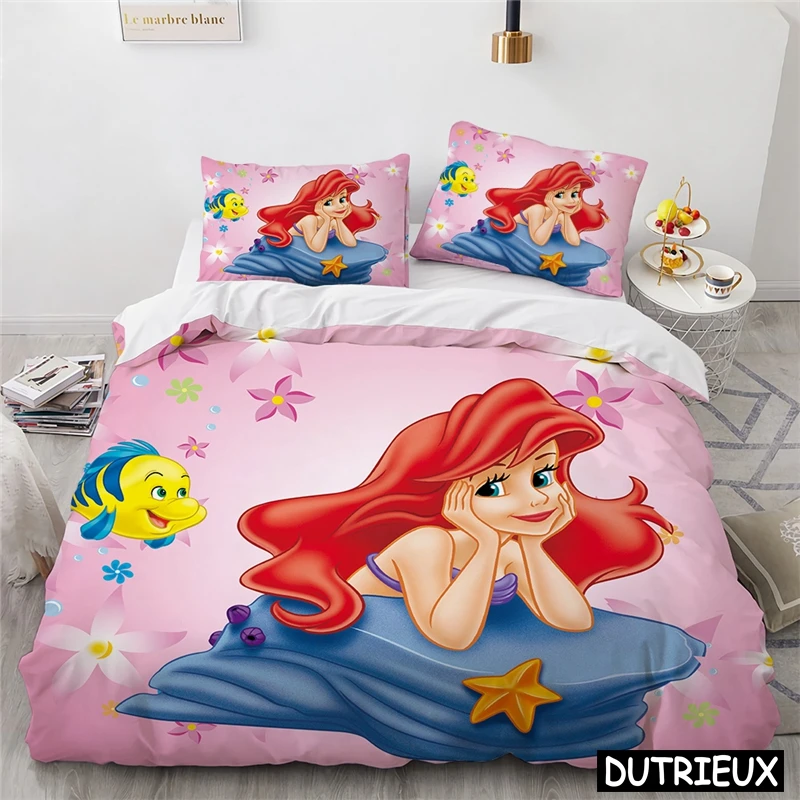 Ariel Little Mermaid 3d Bedding Set Beautiful Disney Princess Quilt Cover And Pillowcase Duvet Cover Set For Home Bedroom Decor