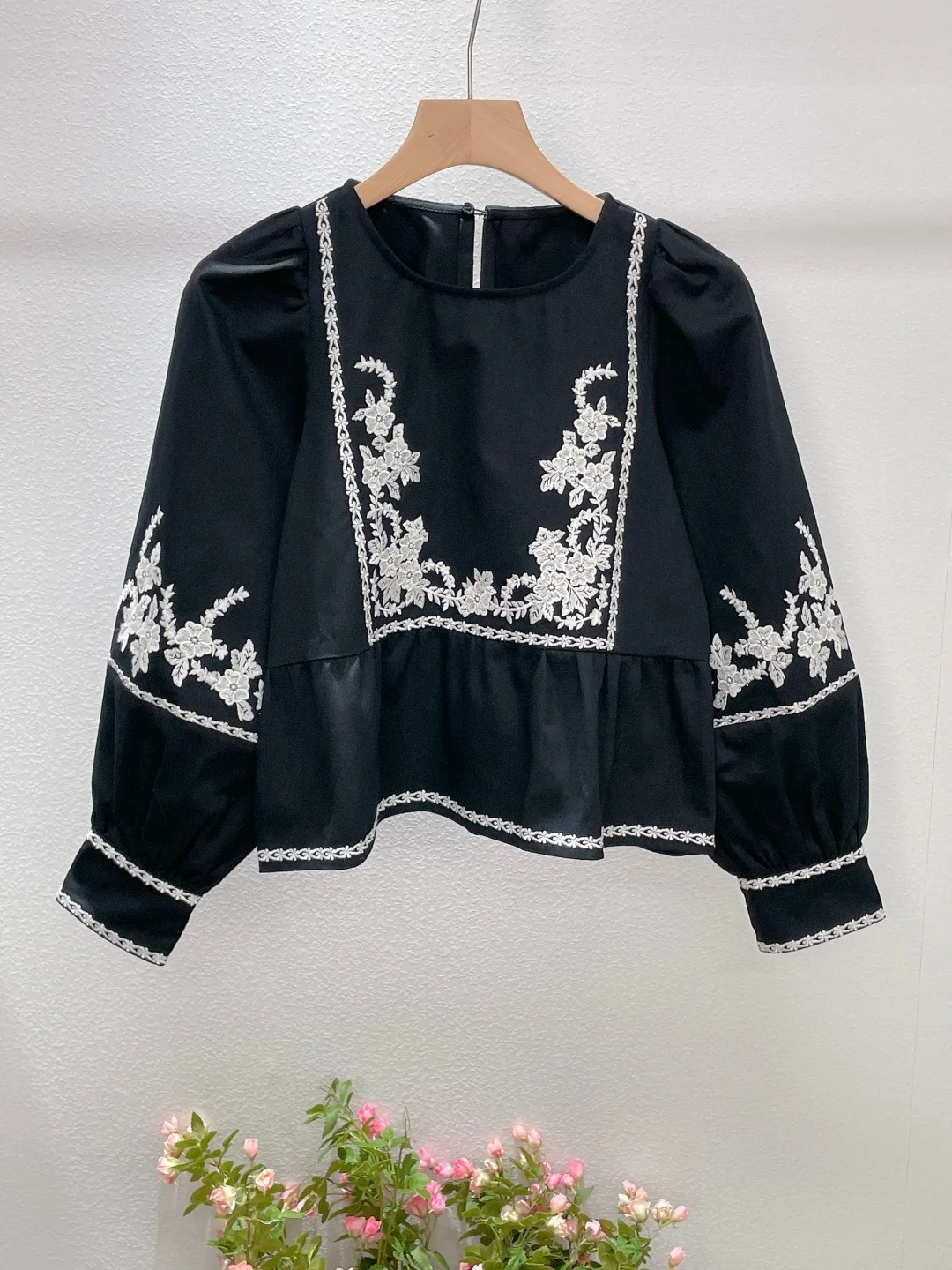 

Женский топ в стиле ретро Court Sle с тяжелой вышивкой Bubble Sve, закрывающий талию, художественный шедевр, недеформируемый длинный слэ...