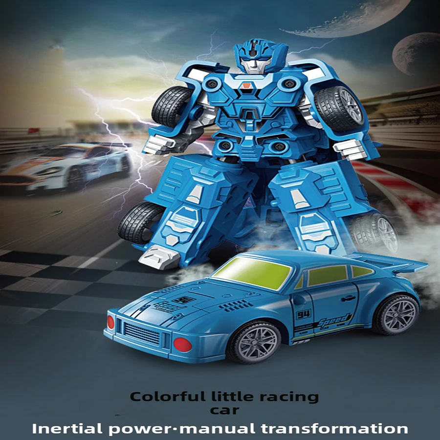 1pcs- 2 In 1 One-key Deformation Car Toys Manual Transform Robot Plastic Model Collision Transforming Diecasts Toy Kids Gifts