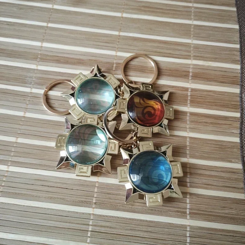 Natlan Fontaine Sumeru Inazuma Liyue 	   Mondstadt Light Pervious Porte-clés 7 éléments Oeil de Dieu original Genshin Impact Coser Prop