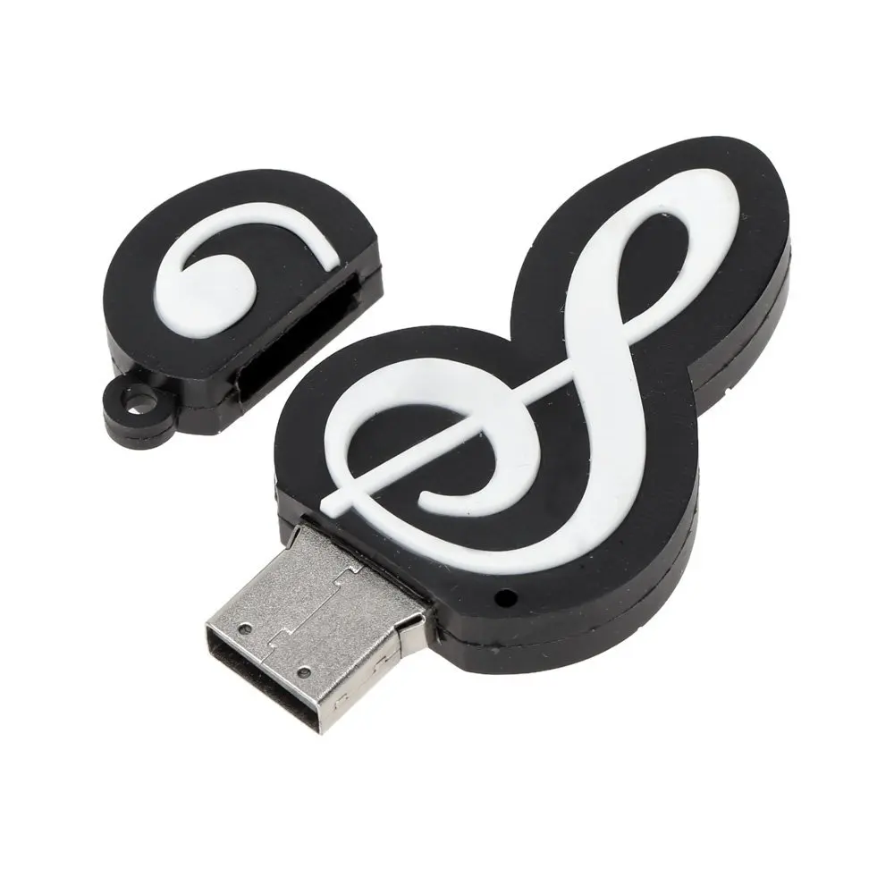Stik memori USB 2.0, stik memori kartun lucu, lambang catatan musik, memori USB 2.0, stik memori Flash Drive eksternal 16GB