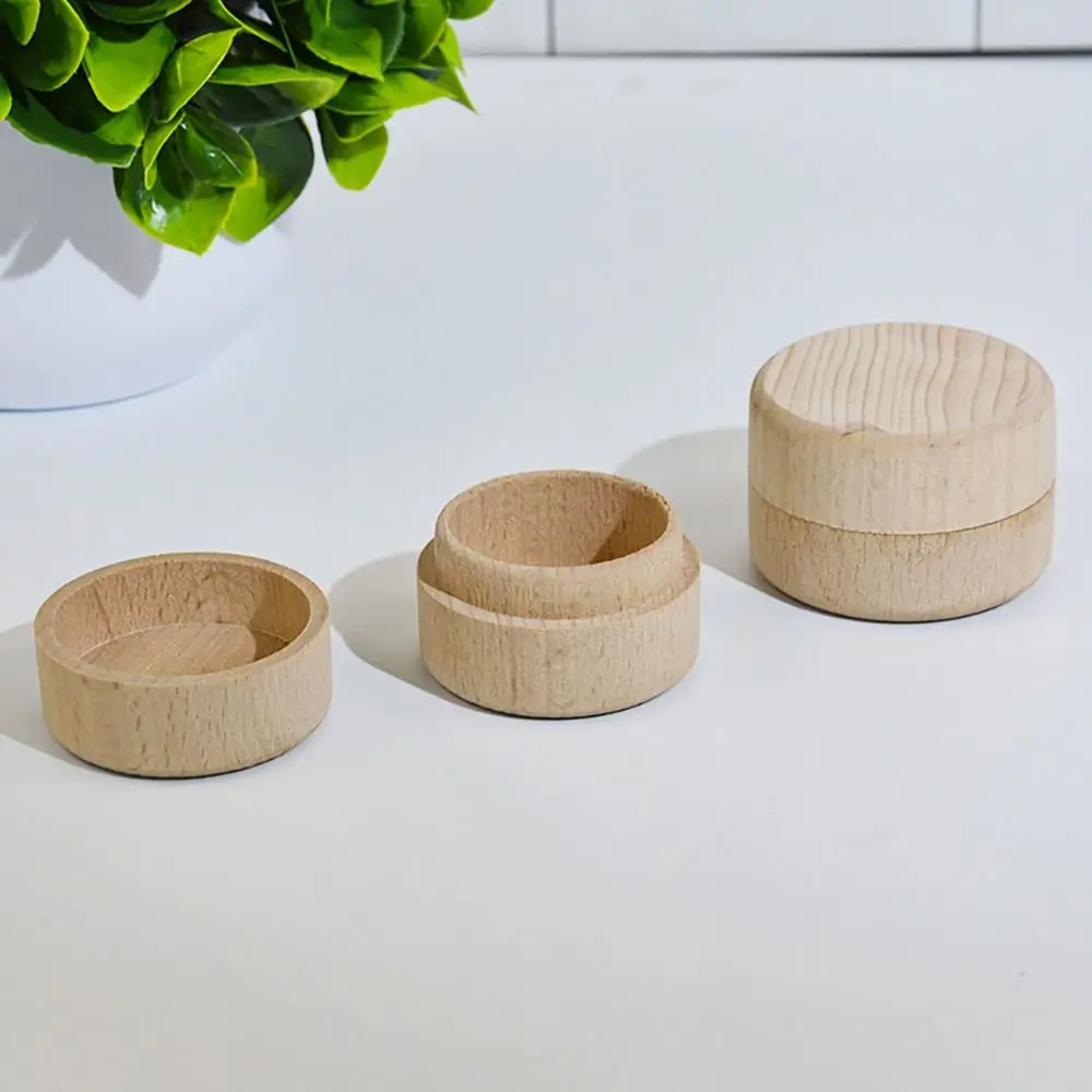 Small Round Wooden Storage Box Handmade Jewelry Organizer Soap Crafts Case Vintage Decorative Natural Craft Jewelry Box