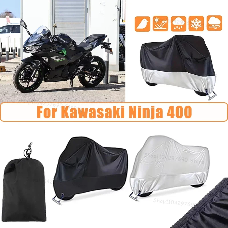 210D Oxford Motorcycle Cover Waterproof All Season UV Protection For Kawasaki Ninja 400 Anti-Tear Windproof Motorbike Cover