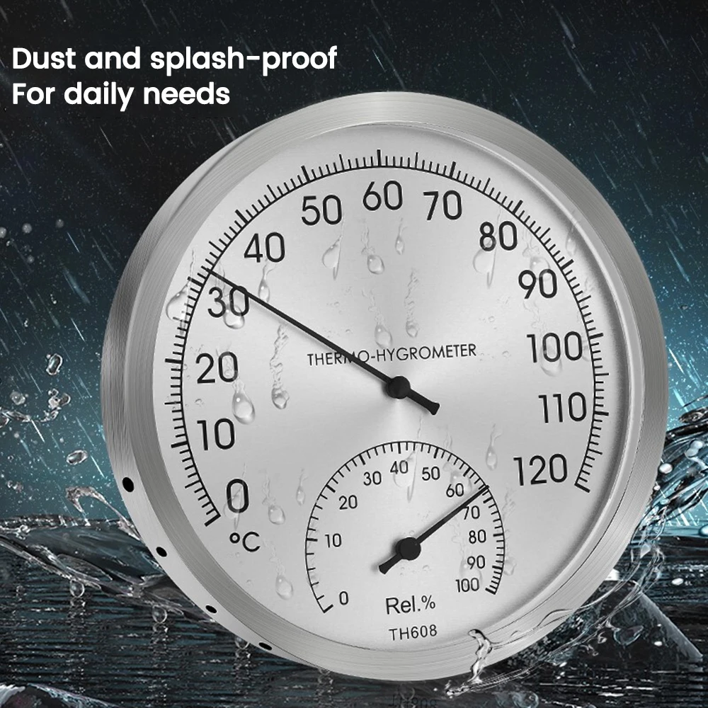 Aço Inoxidável Termômetro e Higrômetro, Parede Pendurada, Interior, Exterior, Sauna Sala, Temperatura, Umidade Tester, Monitor