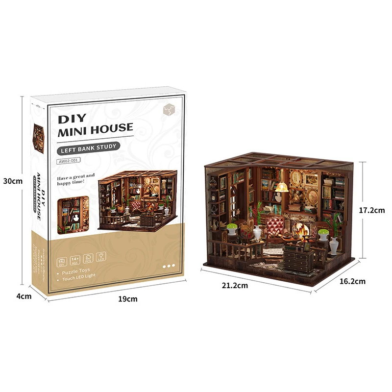 Case per libri per case delle bambole in legno fai-da-te Modello in miniatura con kit di mobili 3D assemblare giocattolo per bambini Regalo di compleanno per adulti Casa