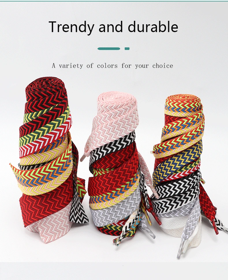1 Pair Wavy Bread Style Flat Shoelaces Trend Decorative Laces for Sneakers 1.5/2/3 Cm Width Shoe Accessories
