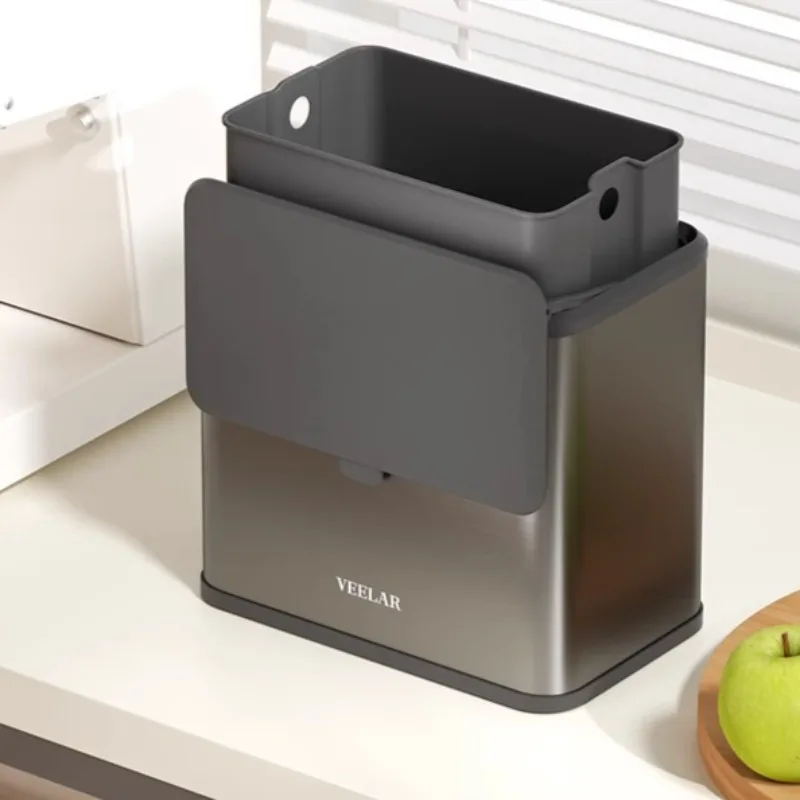 2025 Wall Mounted Kitchen Bin - Italian Style No Bend Trash Can, Hanging Cabinet Garbage Bucket with Lid & Odor Control for Home
