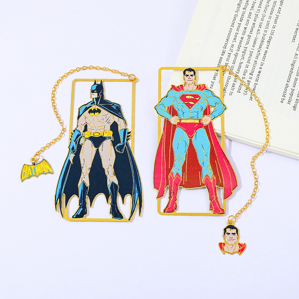 Batman Superman Metal Bookmark for Comic Fans, Reading at Home Office Library, Christmas Birthday Valentine's Day Gift