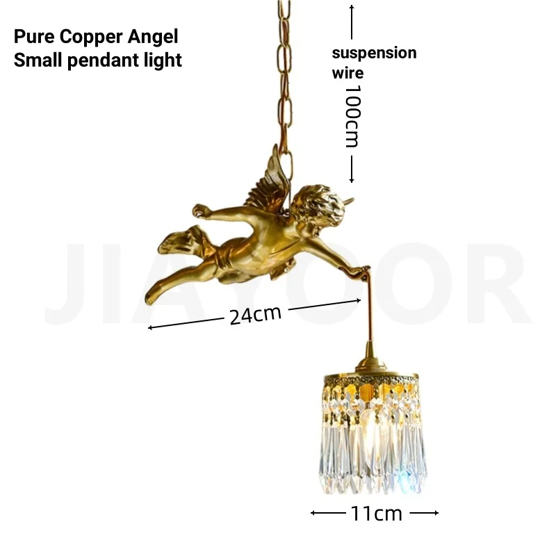 Franse retro koperen engel bloem kristallen wandlamp woonkamer slaapkamer hal veranda balkon bedlampje kristallen kroonluchter LED