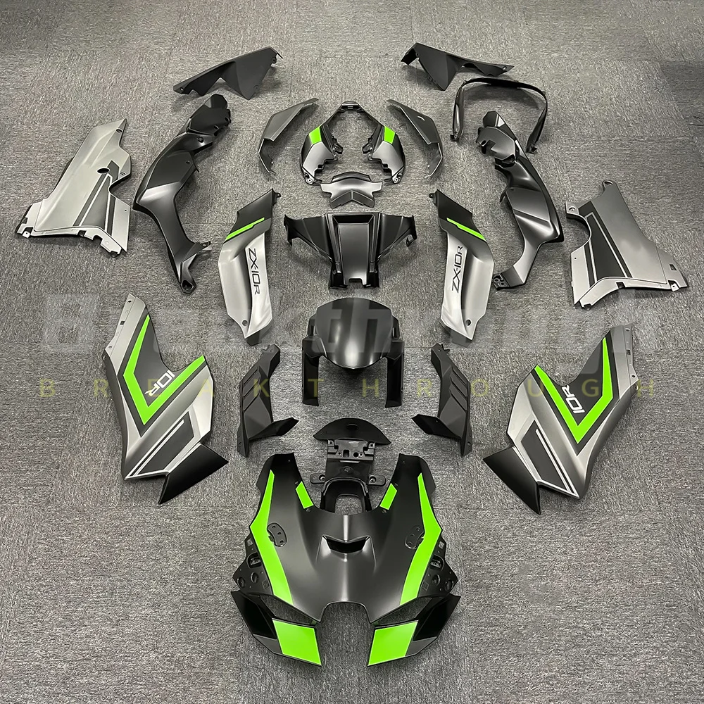 Suitable for Kawasaki Ninja ZX-10R 2021-2023, ZX10R 2021, 2022, 2023 Motorcycle ABS Injection Grey Black Green Fairing Kit