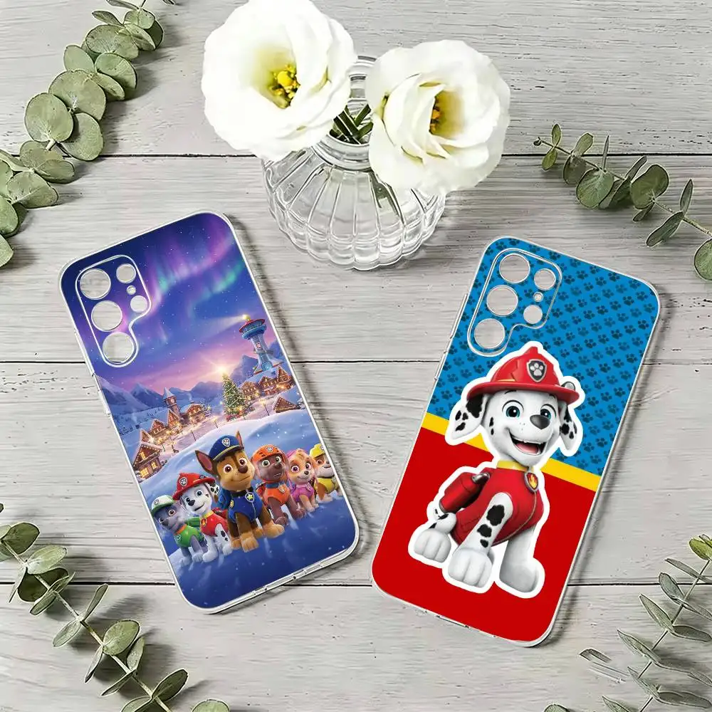 Cartoon P-PAW Patrol  Phone Case For Samsung S23,S22,S21,S20,S30,Transparent Silicone Phone Cover